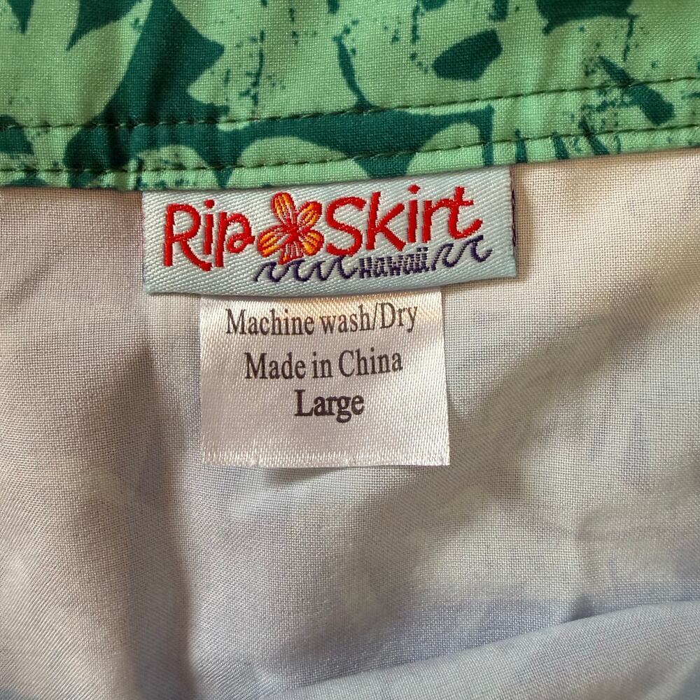 RipSkirt Hawaii Green Hibiscus Floral Wrap Skirt Beach Resort Tropical Sz Large - Picture 4 of 6